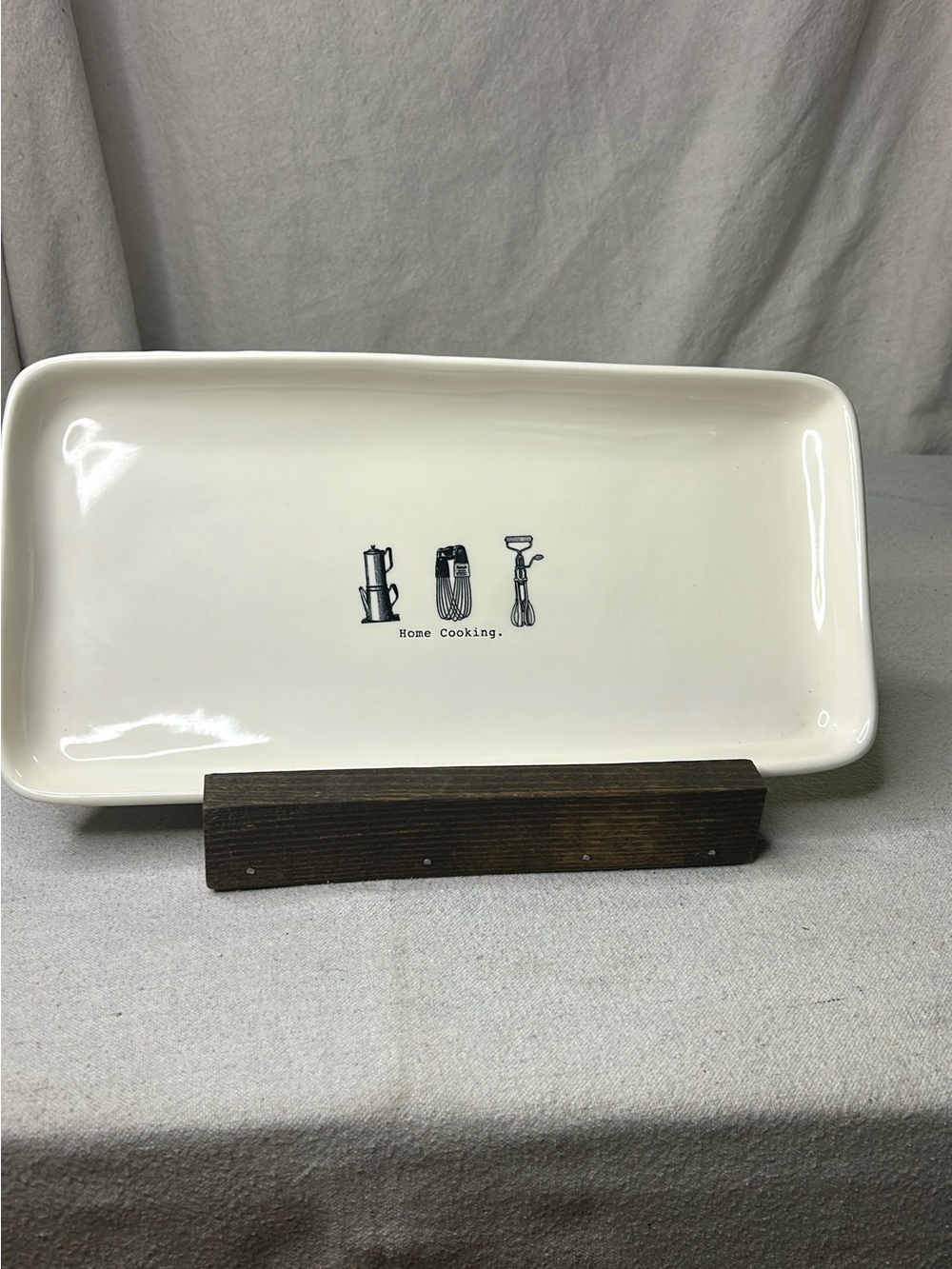 Rae Dunn White Ceramic 'Home Cooking' Serving Tray